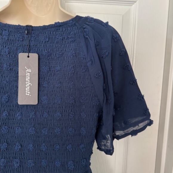 Annabouti Dress Smocked Top Swiss Dot Baby Doll Style Party Cocktail NWT - Picture 3 of 6